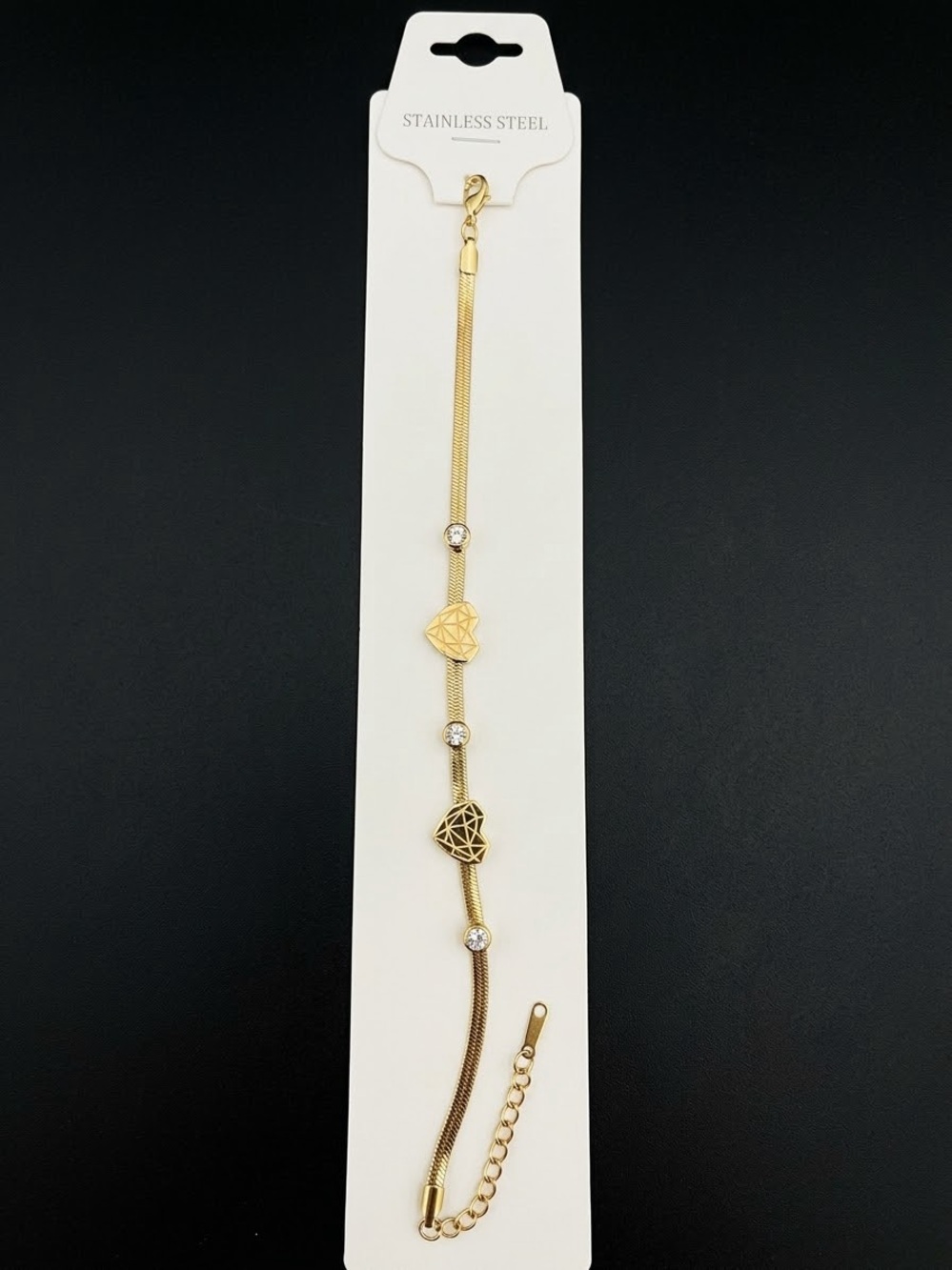 Gold Stainless Steel Heart Accent Bracelet